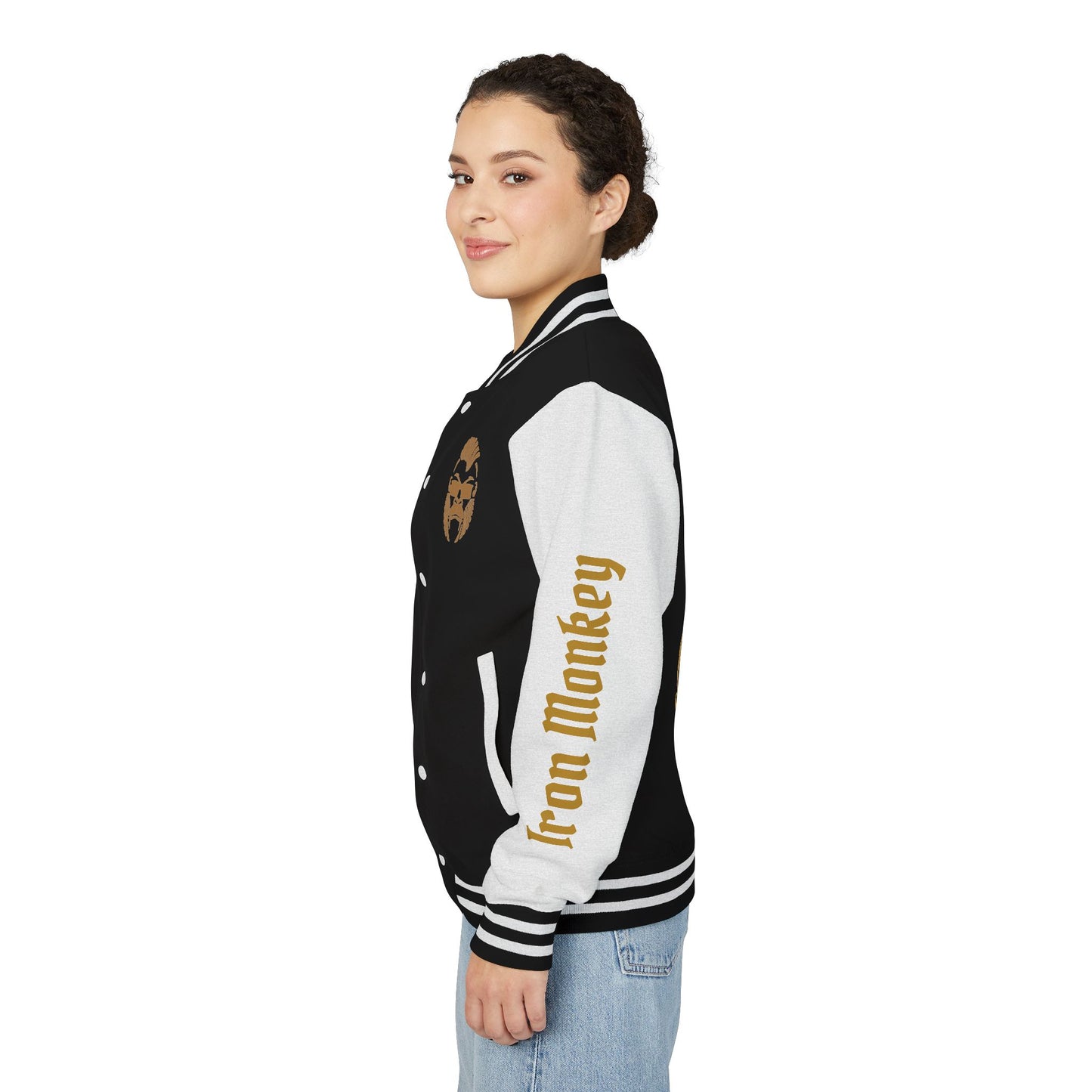 Unisex Heavyweight Letterman Jacket - Retro Urban Sportswear for Trendsetters, Casual Outfits, Cool Gift Idea, Party Wear, Street Style - Sportswear Iron Monkey 23