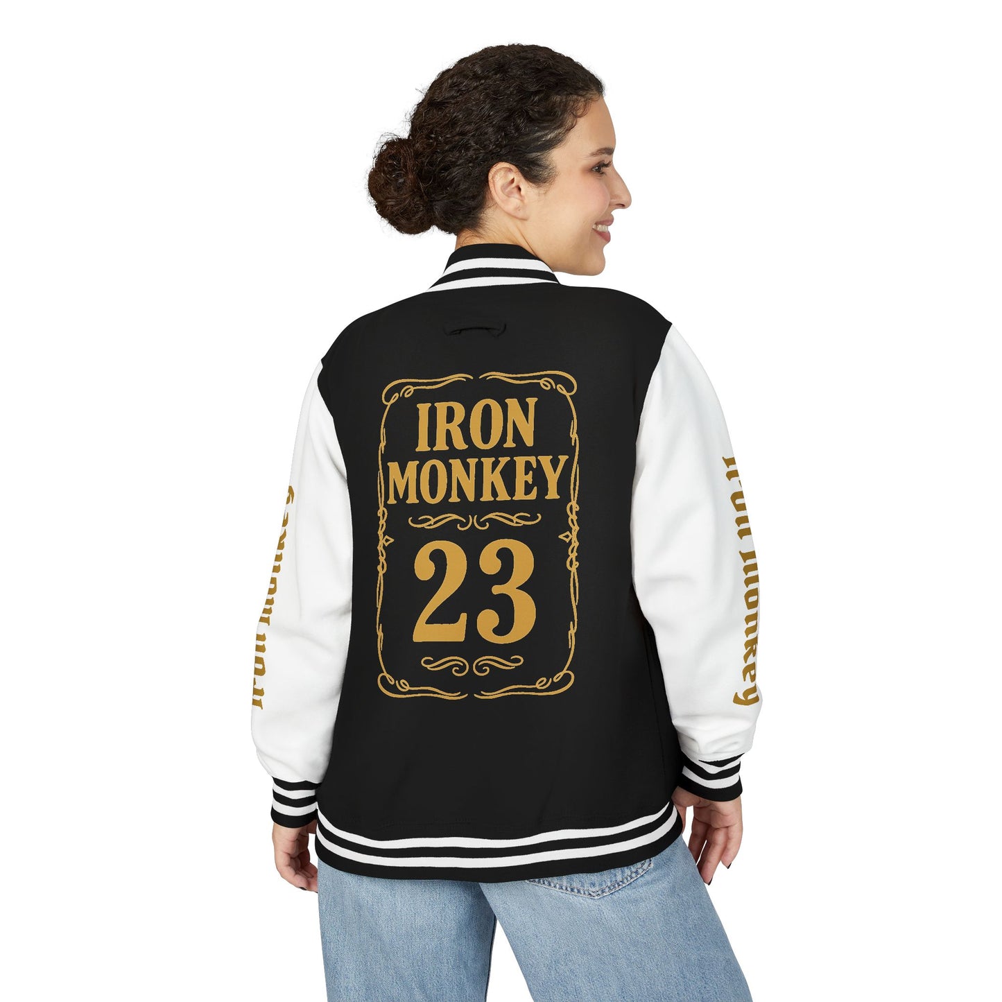 Unisex Heavyweight Letterman Jacket - Retro Urban Sportswear for Trendsetters, Casual Outfits, Cool Gift Idea, Party Wear, Street Style - Sportswear Iron Monkey 23