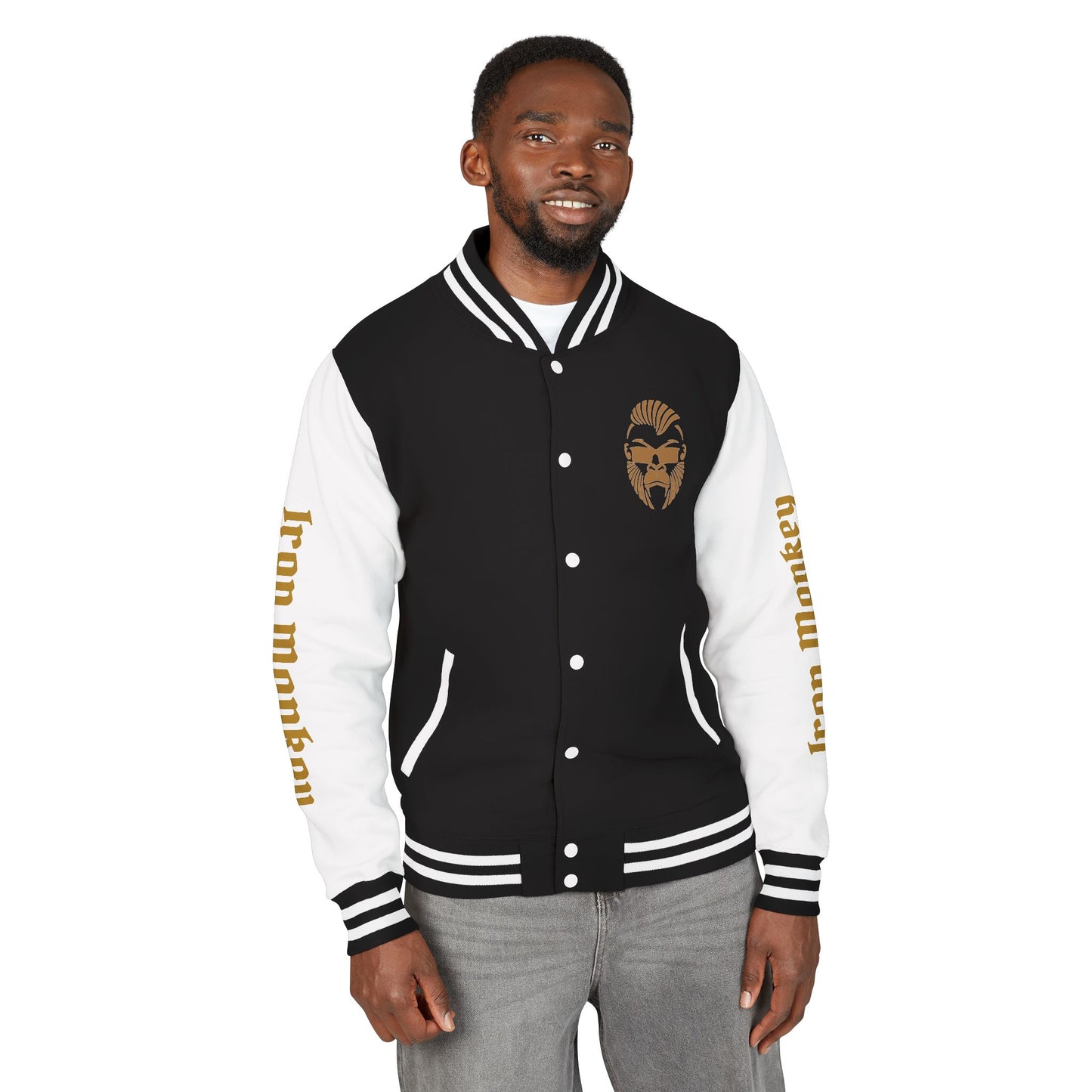 Unisex Heavyweight Letterman Jacket - Retro Urban Sportswear for Trendsetters, Casual Outfits, Cool Gift Idea, Party Wear, Street Style - Sportswear Iron Monkey 23