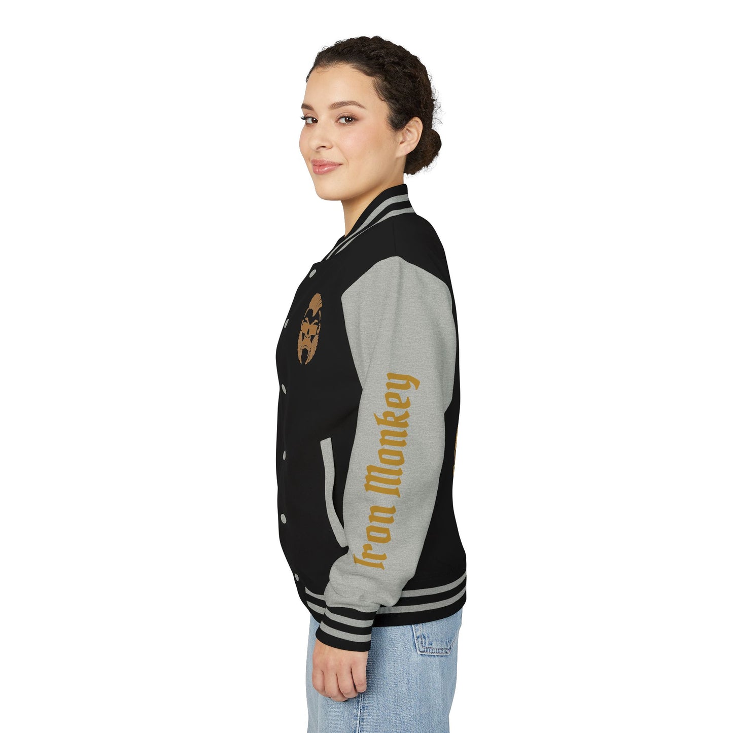 Unisex Heavyweight Letterman Jacket - Retro Urban Sportswear for Trendsetters, Casual Outfits, Cool Gift Idea, Party Wear, Street Style - Sportswear Iron Monkey 23