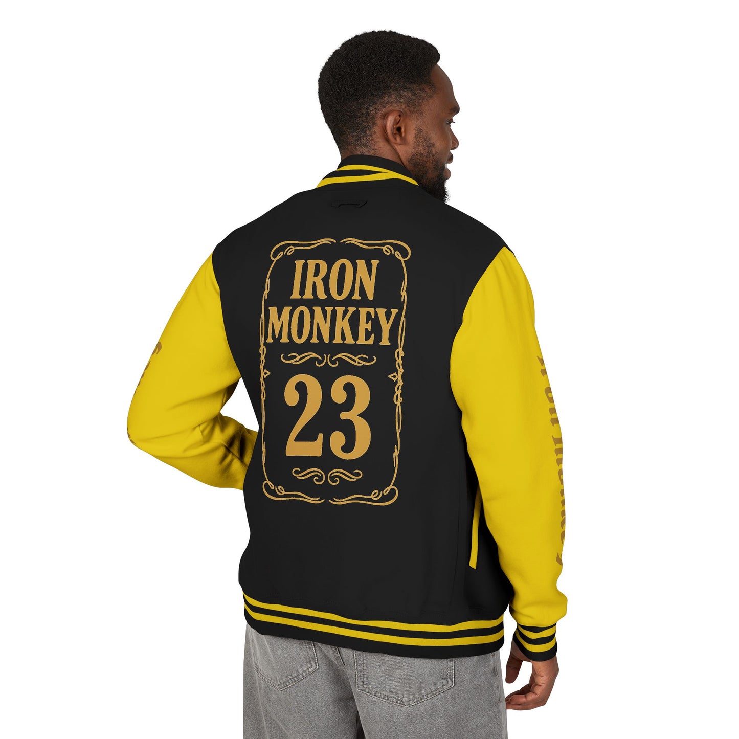 Unisex Heavyweight Letterman Jacket - Retro Urban Sportswear for Trendsetters, Casual Outfits, Cool Gift Idea, Party Wear, Street Style - Sportswear Iron Monkey 23