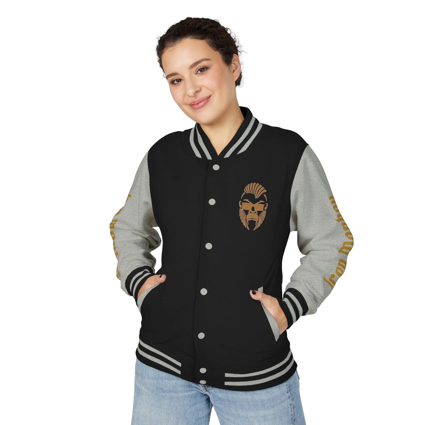 Unisex Heavyweight Letterman Jacket - Retro Urban Sportswear for Trendsetters, Casual Outfits, Cool Gift Idea, Party Wear, Street Style - Sportswear Iron Monkey 23