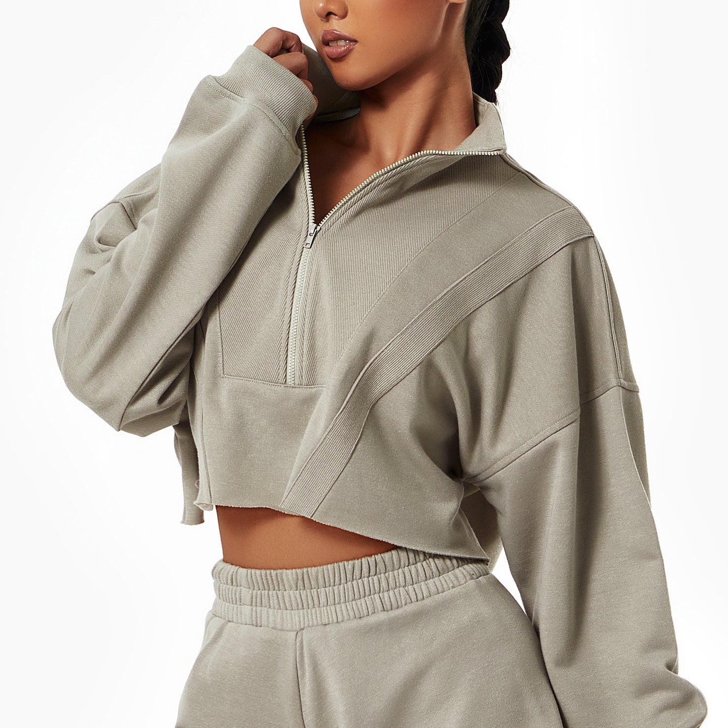Damen Langarm Zip-Sweater mit Stehkragen | Sport & Casual Oberteil - Sportswear Iron Monkey 23