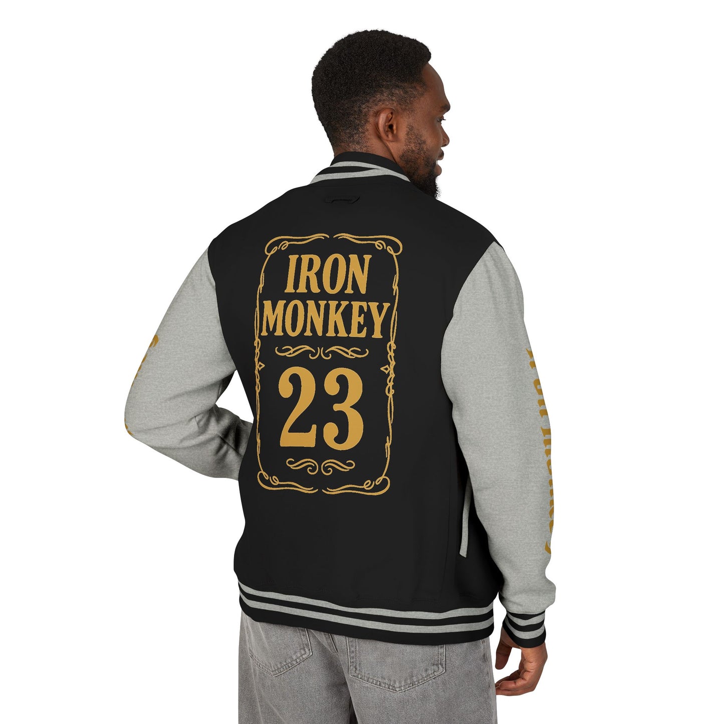 Unisex Heavyweight Letterman Jacket - Retro Urban Sportswear for Trendsetters, Casual Outfits, Cool Gift Idea, Party Wear, Street Style - Sportswear Iron Monkey 23
