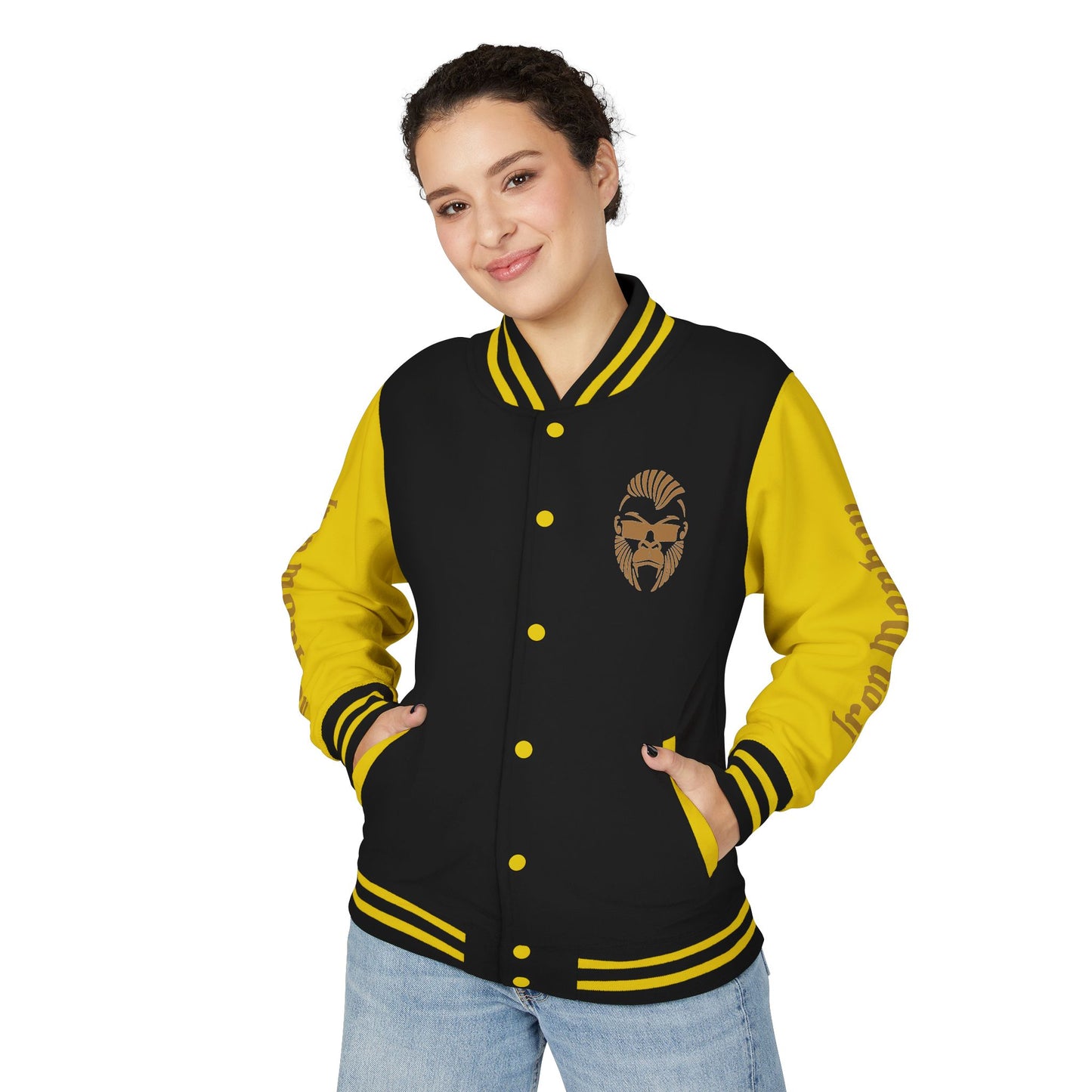 Unisex Heavyweight Letterman Jacket - Retro Urban Sportswear for Trendsetters, Casual Outfits, Cool Gift Idea, Party Wear, Street Style - Sportswear Iron Monkey 23
