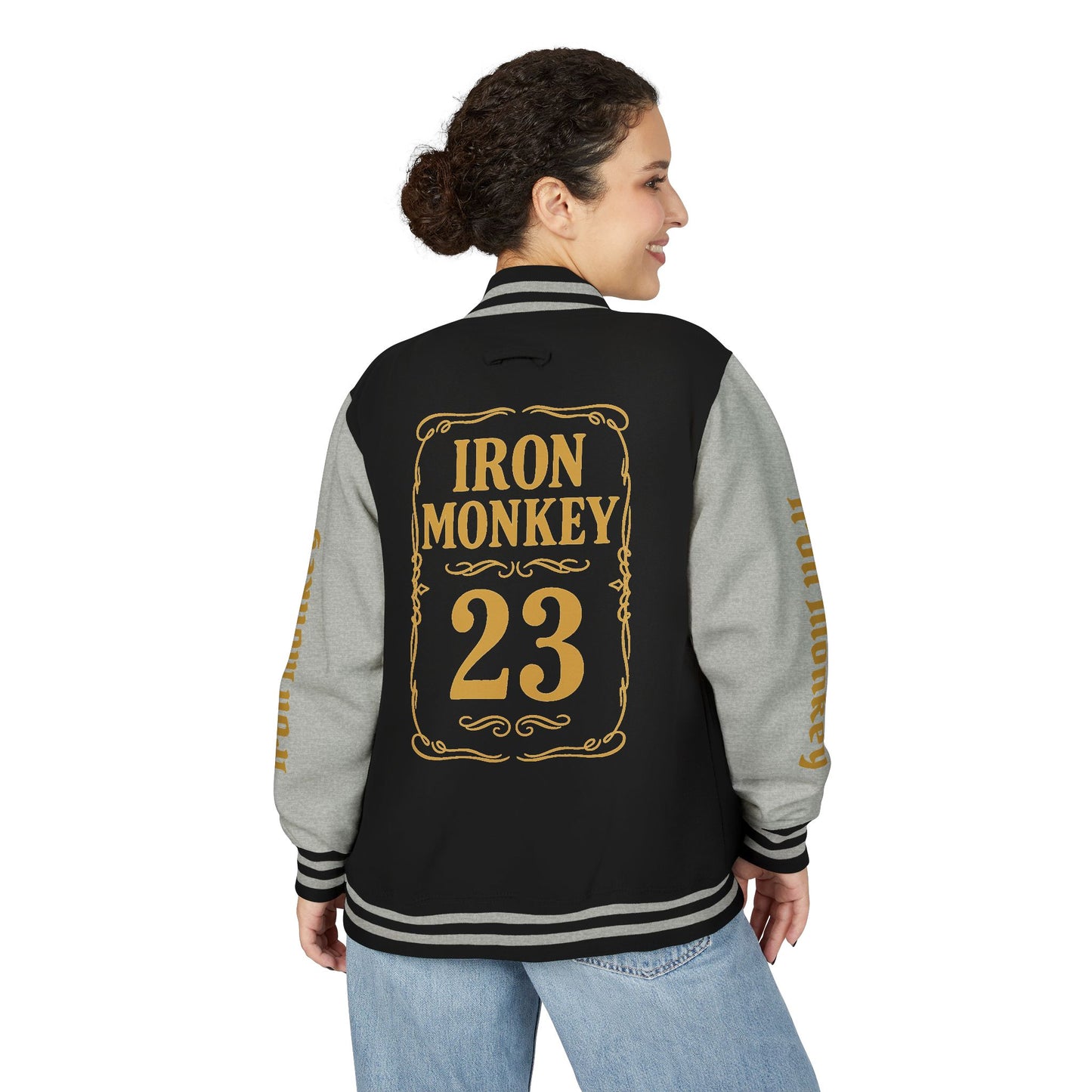 Unisex Heavyweight Letterman Jacket - Retro Urban Sportswear for Trendsetters, Casual Outfits, Cool Gift Idea, Party Wear, Street Style - Sportswear Iron Monkey 23