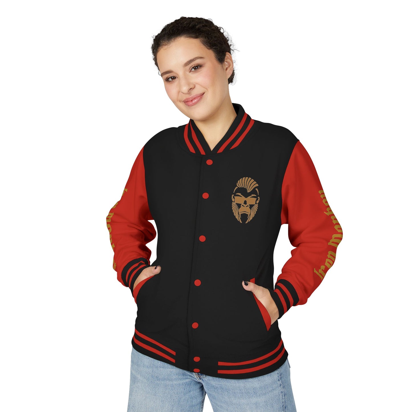 Unisex Heavyweight Letterman Jacket - Retro Urban Sportswear for Trendsetters, Casual Outfits, Cool Gift Idea, Party Wear, Street Style - Sportswear Iron Monkey 23
