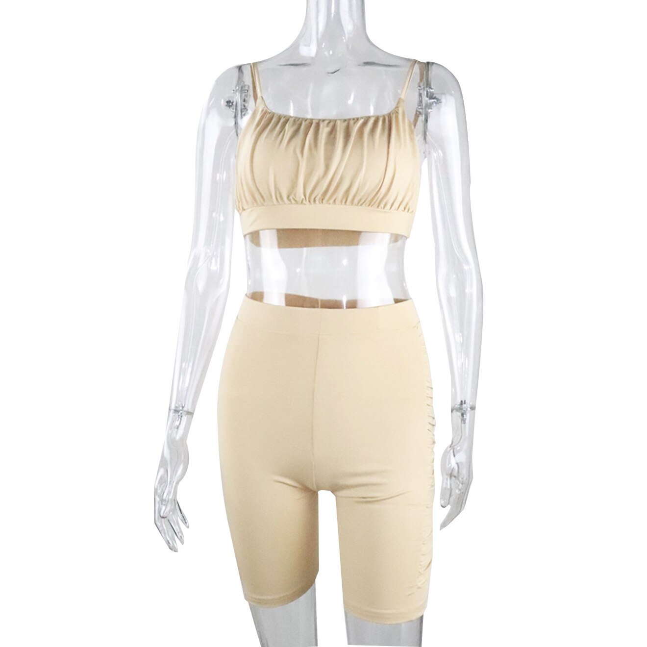 Damen Fitness-Set mit Sport-BH und High-Waist-Leggings in zwei Farben, eprolo, realistisches Bild der Hose.