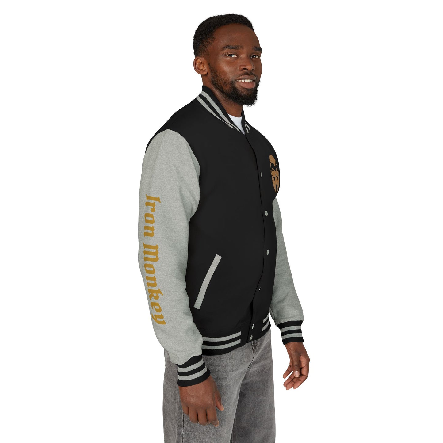 Unisex Heavyweight Letterman Jacket - Retro Urban Sportswear for Trendsetters, Casual Outfits, Cool Gift Idea, Party Wear, Street Style - Sportswear Iron Monkey 23
