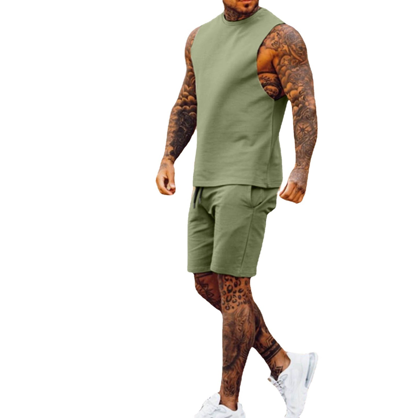 Premium Sports Suit Herren 2-teilig – Sleeveless Top Waist Shorts Casual Thin Section Set - Sportswear Iron Monkey 23