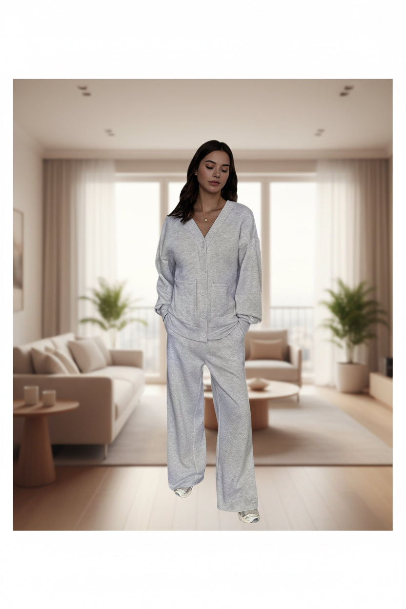 Eprolo Damen Hoodie-Set mit Kapuzenpulli und Hose, bequemes 2-teiliges Casual Trainingsanzug, grau, aus weichem Stoff