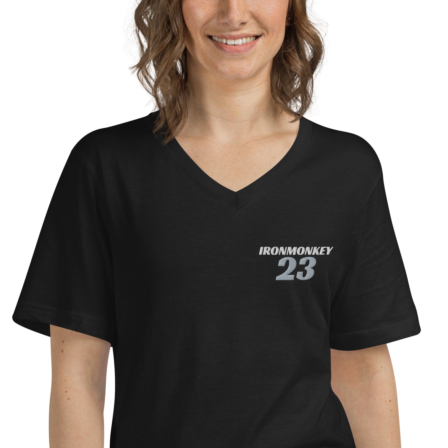 Kurzärmeliges Unisex-T-Shirt mit V-Ausschnitt - Sportswear Iron Monkey 23