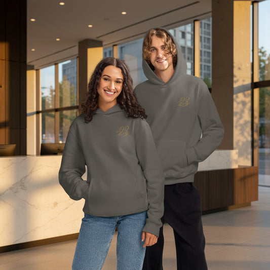 Premium Oversized Heavyweight Hoodie Grau - Unisex Komfort-Kapuzenpullover Vorderansicht