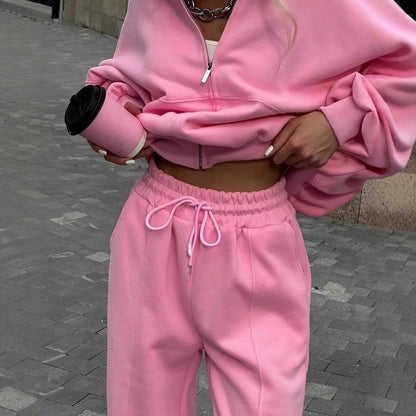 Premium Style Zipper Hoodie-Set Damen 2-teilig – Casual Kapuzenpullover & Hose Outfit - Sportswear Iron Monkey 23