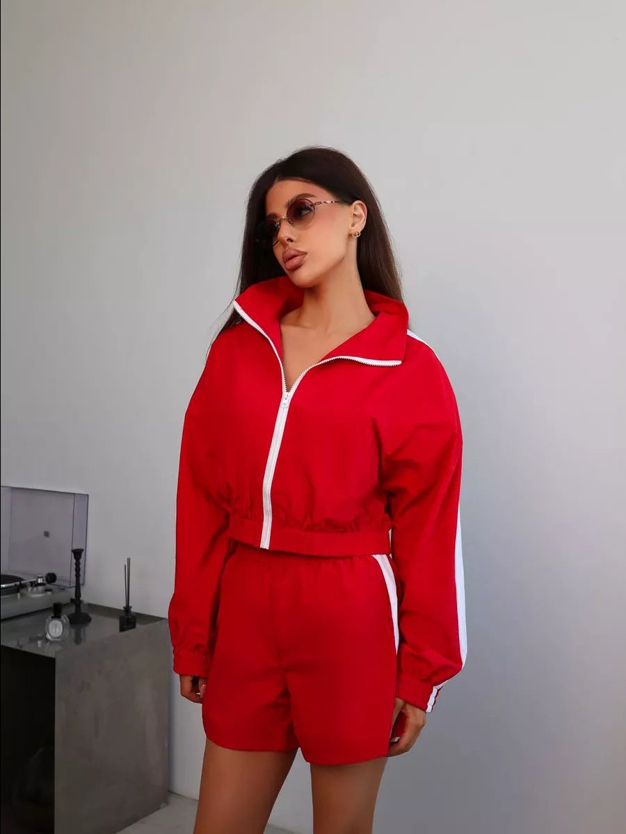 Premium Zipper Hoodie Set Damen 2-teilig – Langarm Kapuzenpullover & Shorts Casual Activewear - Sportswear Iron Monkey 23