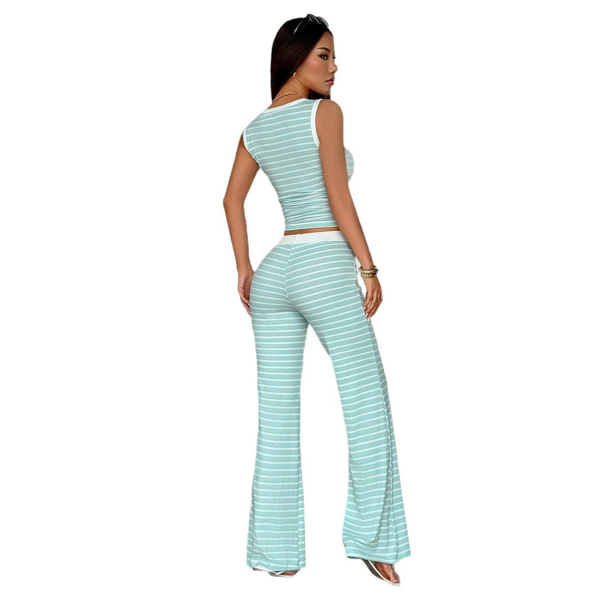 Premium Striped Vest Set Damen 2-teilig – Gestreiftes Top & Strap Pants Trainingsanzug - Sportswear Iron Monkey 23