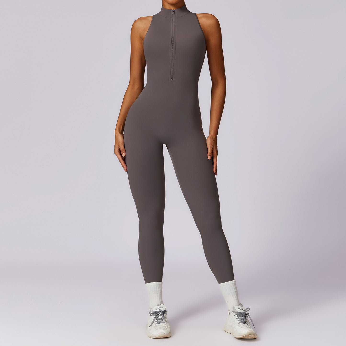 Premium Quick Zip Yoga-Jumpsuit Damen – High-Intensity Fitness Einteiler mit Rückendesign - Sportswear Iron Monkey 23