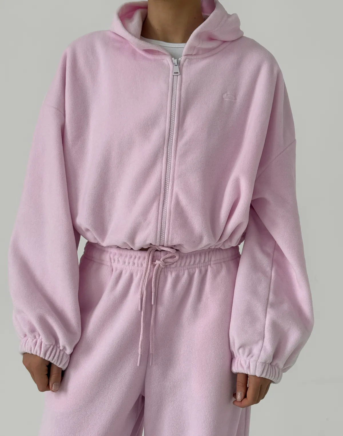 Premium Hooded Cardigan Set Damen 2-teilig – Solid Color Langarm Strickjacke & Elastische Hose - Sportswear Iron Monkey 23