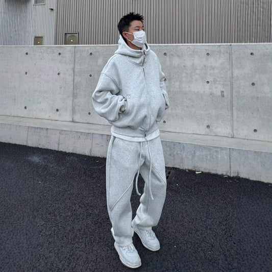 Premium Heavyweight Sports Set Herren 2-teilig – Loose Hooded Jacket & Straight Leg Pants - Sportswear Iron Monkey 23