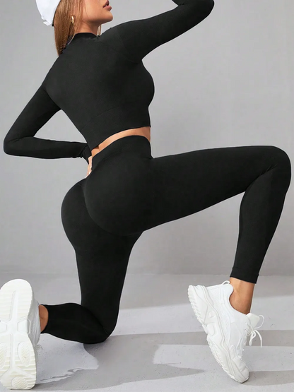 Neck Long Sleeve Top and Leggings Active Set - Sportswear Iron Monkey 23