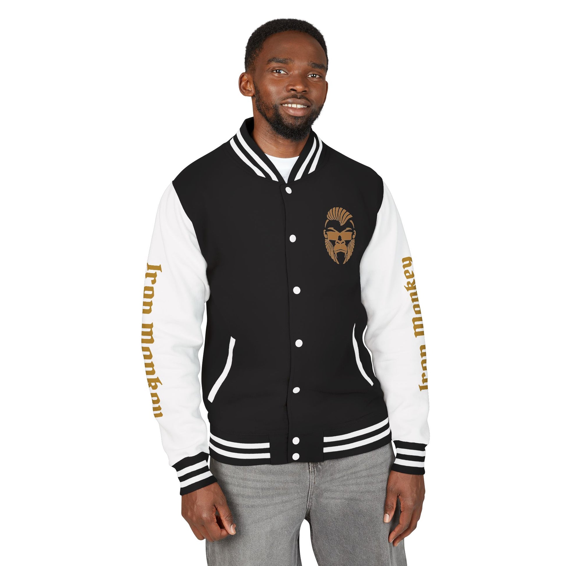 Unisex Heavyweight Letterman Jacket - Retro Urban Sportswear for Trendsetters, Casual Outfits, Cool Gift Idea, Party Wear, Street Style - Sportswear Iron Monkey 23