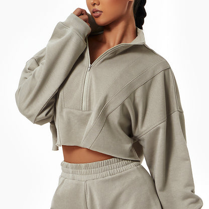 Damen Langarm Zip-Sweater mit Stehkragen | Sport & Casual Oberteil - Sportswear Iron Monkey 23