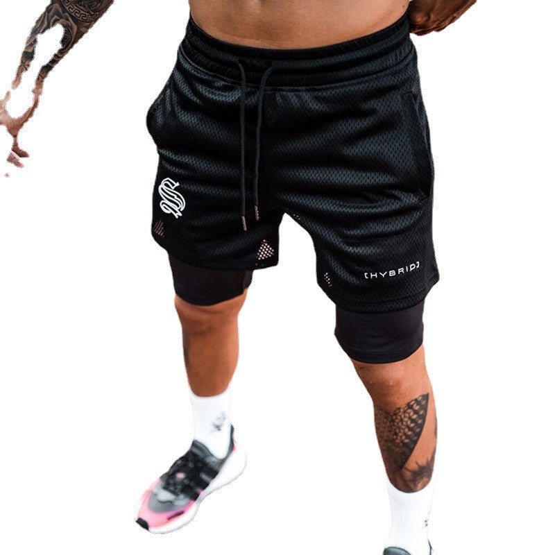 Premium Double Layer Sports Shorts Herren – Fake Two Piece Basketball Running Fitness Capris - Sportswear Iron Monkey 23