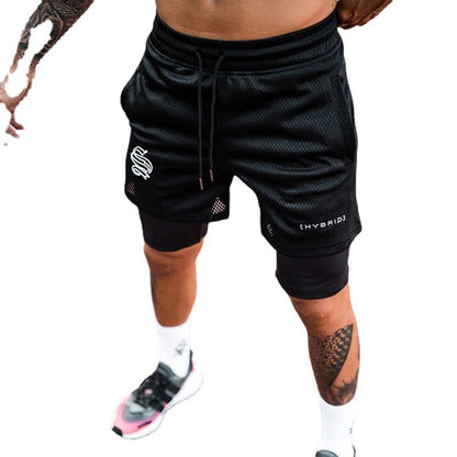 Premium Double Layer Sports Shorts Herren – Fake Two Piece Basketball Running Fitness Capris - Sportswear Iron Monkey 23