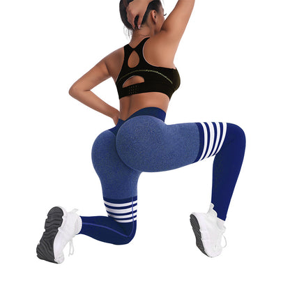 Premium Striped Peach Yoga-Hose Damen – Seamless High-Waist Hip-Lift Fitness Leggings - Sportswear Iron Monkey 23