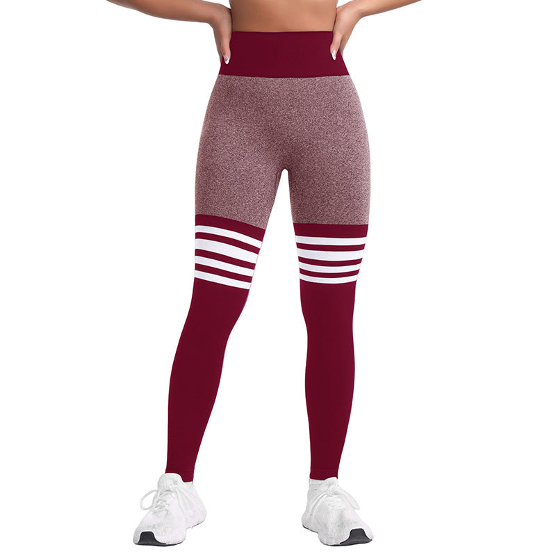 Premium Striped Peach Yoga-Hose Damen – Seamless High-Waist Hip-Lift Fitness Leggings - Sportswear Iron Monkey 23