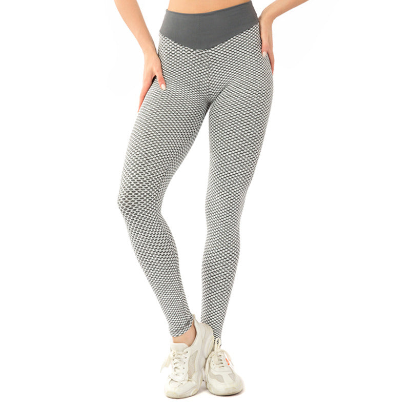 Premium Honey Peach Yoga-Hose Damen – High-Waist Leggings mit Honeycomb-Struktur