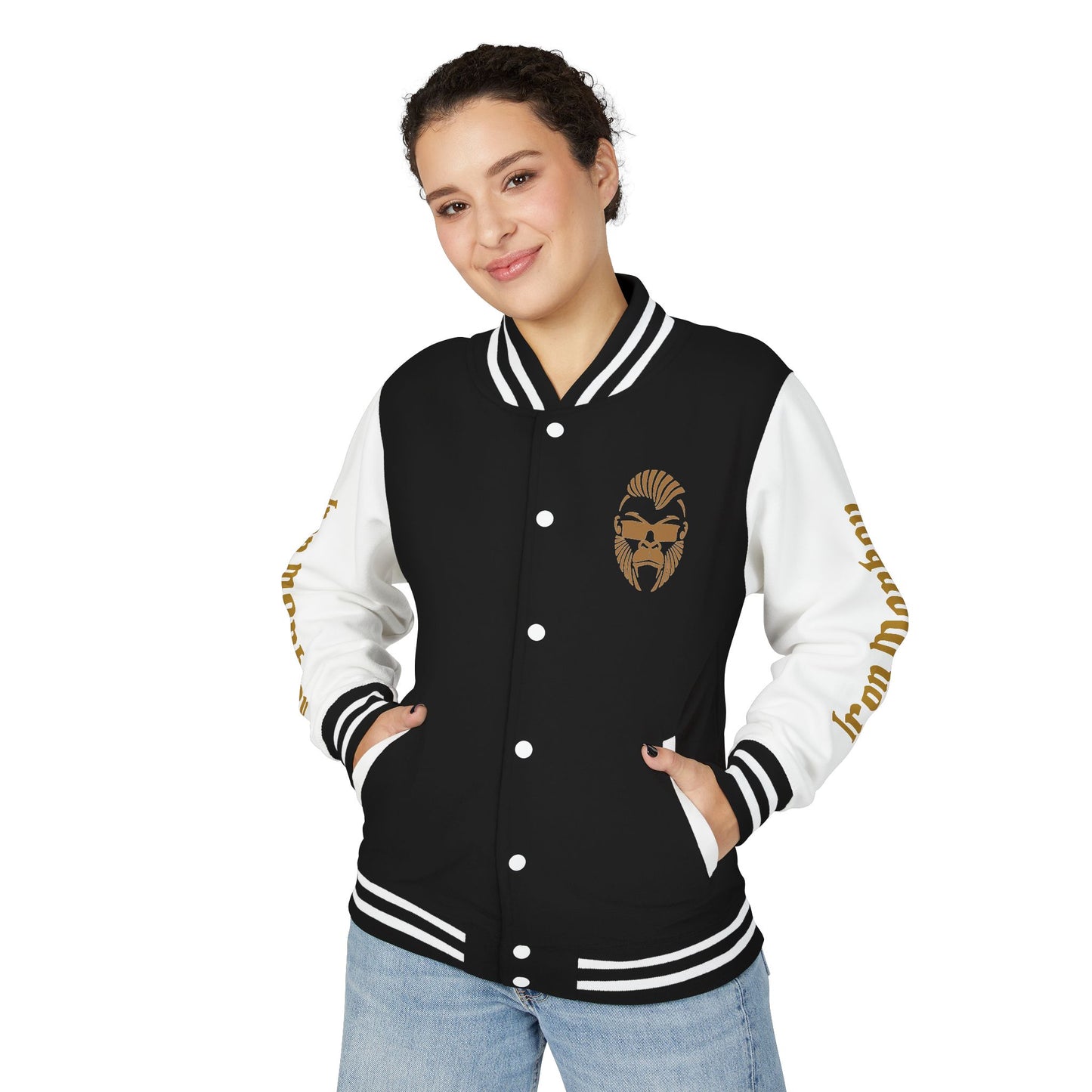 Unisex Heavyweight Letterman Jacket - Retro Urban Sportswear for Trendsetters, Casual Outfits, Cool Gift Idea, Party Wear, Street Style - Sportswear Iron Monkey 23