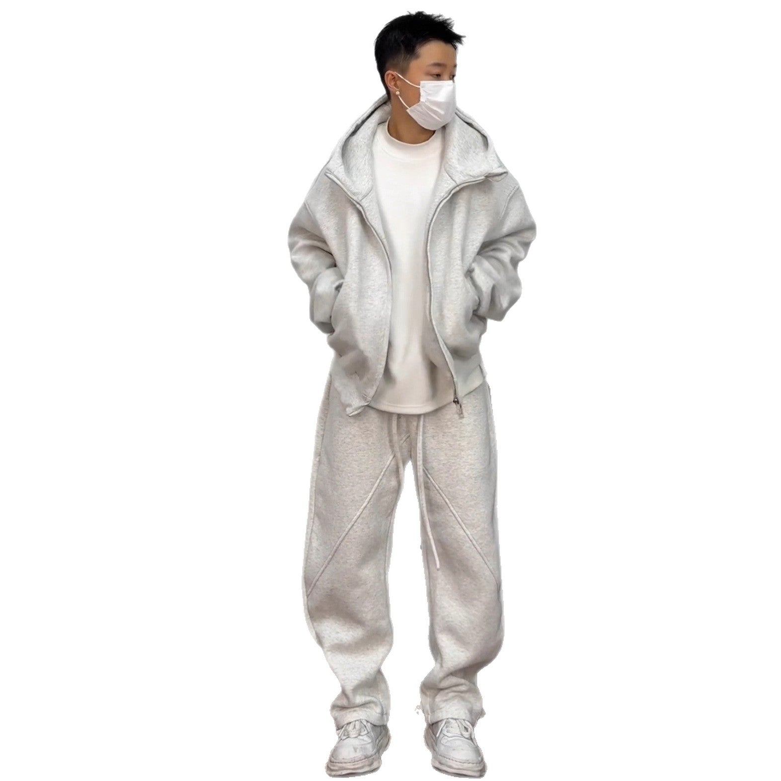 Premium Heavyweight Sports Set Herren 2-teilig – Loose Hooded Jacket & Straight Leg Pants - Sportswear Iron Monkey 23