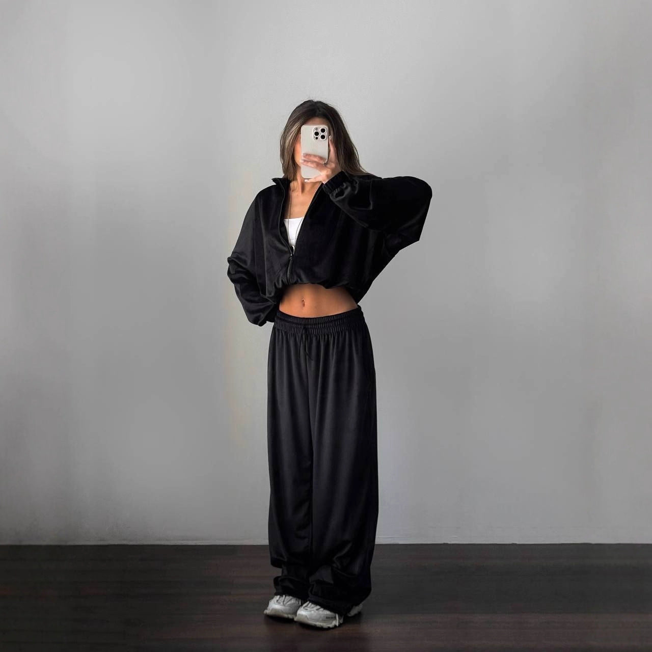 Premium Sport-Set Damen 2-teilig – Zipper Jacke & Lange Hose Trainingsanzug Unifarben - Sportswear Iron Monkey 23