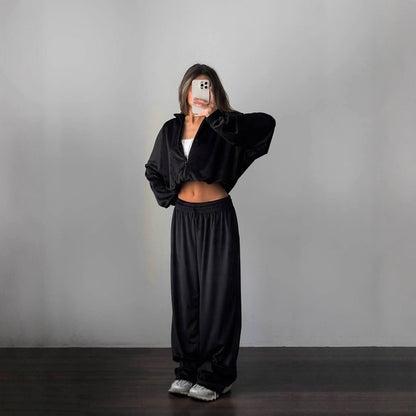 Premium Sport-Set Damen 2-teilig – Zipper Jacke & Lange Hose Trainingsanzug Unifarben - Sportswear Iron Monkey 23