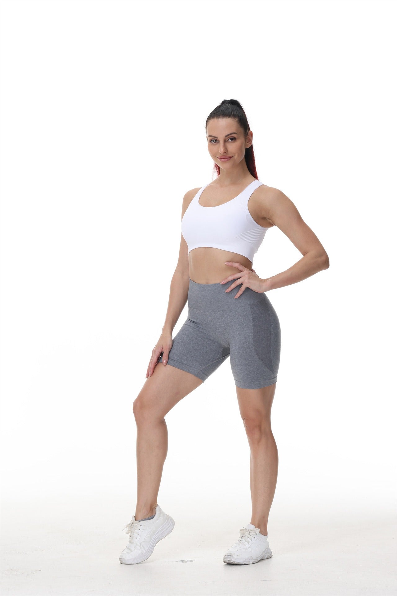 Premium Yoga-Shorts Damen – Smile Face Fitness Shorts mit Hüft-Shaping