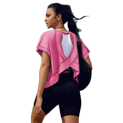 Premium Yoga-Shirt Damen – Lockeres Rücken-Design T-Shirt atmungsaktiv - Sportswear Iron Monkey 23