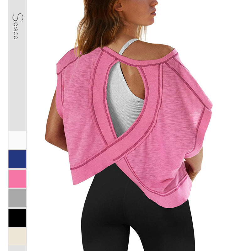 Premium Yoga-Shirt Damen – Lockeres Rücken-Design T-Shirt atmungsaktiv - Sportswear Iron Monkey 23