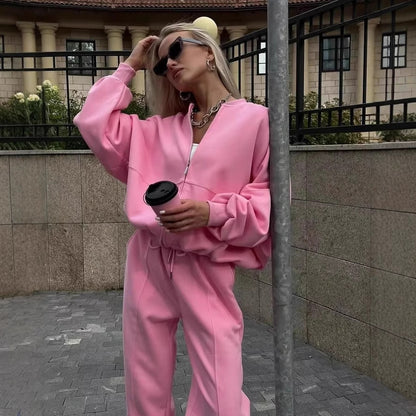 Premium Style Zipper Hoodie-Set Damen 2-teilig – Casual Kapuzenpullover & Hose Outfit - Sportswear Iron Monkey 23