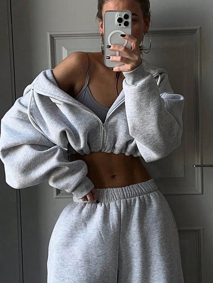 Premium Casual Hoodie-Set Damen 2-teilig – Fashion Sporty Langarm Trainingsanzug Herbst Winter - Sportswear Iron Monkey 23