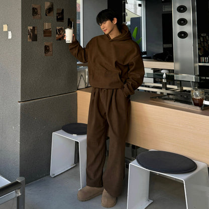 Premium Retro Sports Set Herren 2-teilig – Casual Hooded Sweatshirt & Straight Leg Pants Herbst Winter - Sportswear Iron Monkey 23