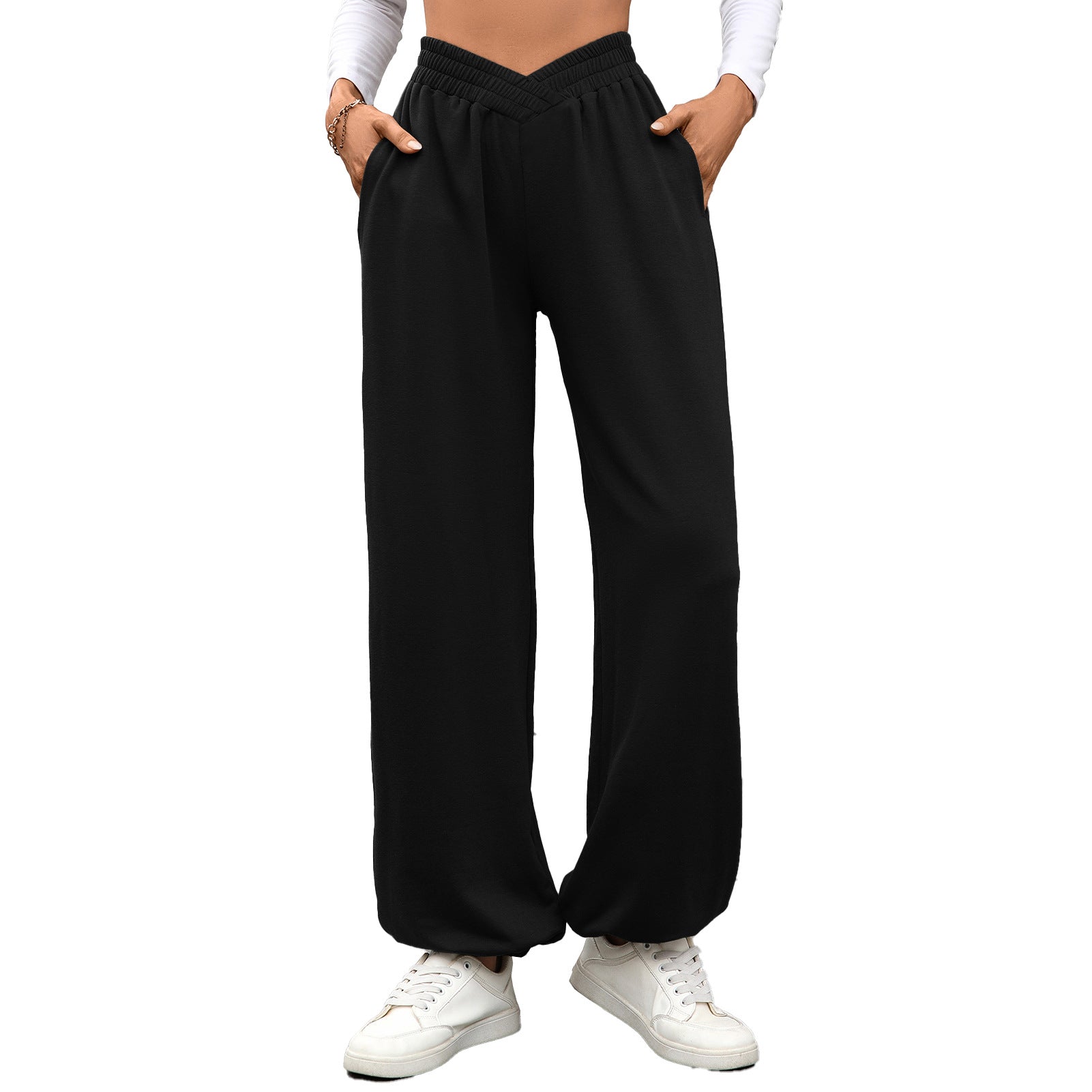 Premium Wide Leg Pants Damen – Loose Fit Hose mit Elastischem Bund & Taschen - Sportswear Iron Monkey 23