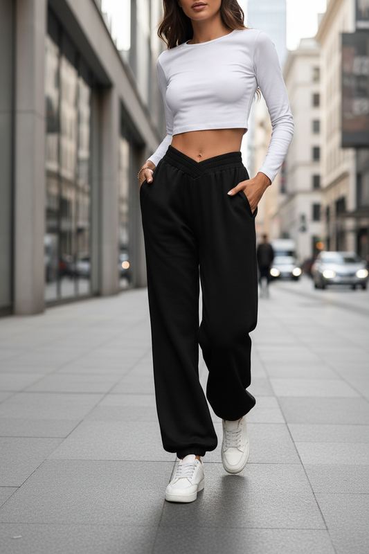Premium Wide Leg Pants Damen – Loose Fit Hose mit Elastischem Bund & Taschen - Sportswear Iron Monkey 23