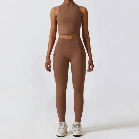 Premium Yoga-Set Damen 2-teilig – High-Waist Push-Up Fitness Set Sport-BH & Leggings - Sportswear Iron Monkey 23