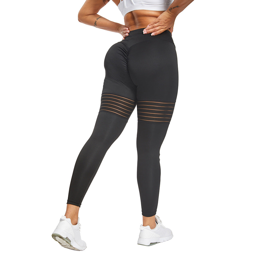 Premium Mesh Yoga-Hose Damen – Atmungsaktive Fitness Leggings mit Plissee-Design