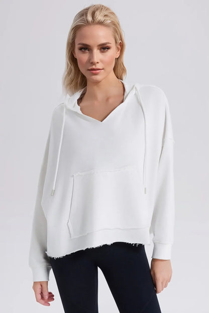 Premium Hoodie Damen – Langarm Kapuzenpullover mit Kordelzug & Frayed Hem - Sportswear Iron Monkey 23