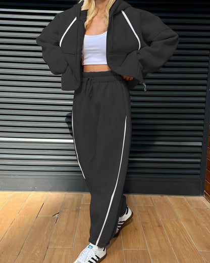 Premium Striped Hoodie-Set Damen 2-teilig – Fashion Sporty Casual Kapuzenpullover & Hose - Sportswear Iron Monkey 23