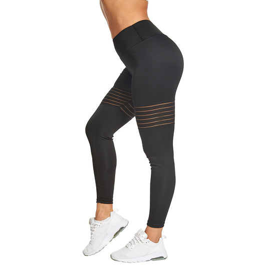 Premium Mesh Yoga-Hose Damen – Atmungsaktive Fitness Leggings mit Plissee-Design