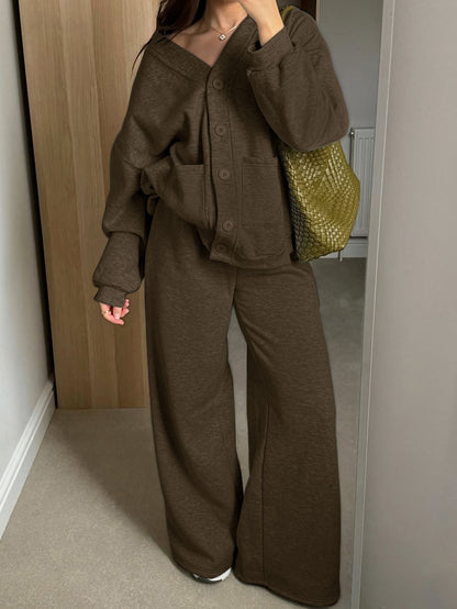 Premium Button-Down Hoodie-Set Damen 2-teilig – Casual Kapuzenpullover & Hose Trainingsanzug - Sportswear Iron Monkey 23