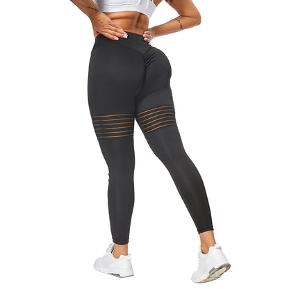 Premium Mesh Yoga-Hose Damen – Atmungsaktive Fitness Leggings mit Plissee-Design
